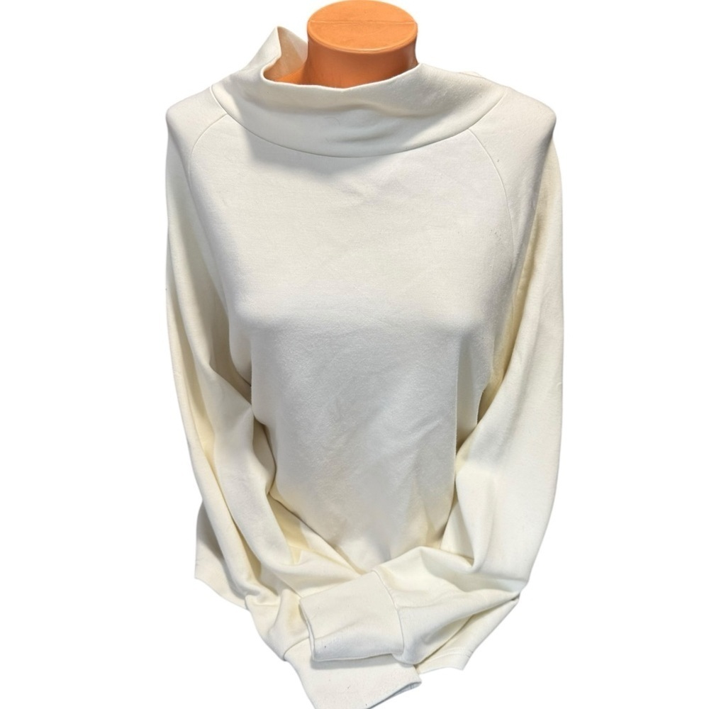 Varley Cinched Sweatshirt Double Soft Small Ivory Split Mockneck Long Sleeve — image 3 of 8